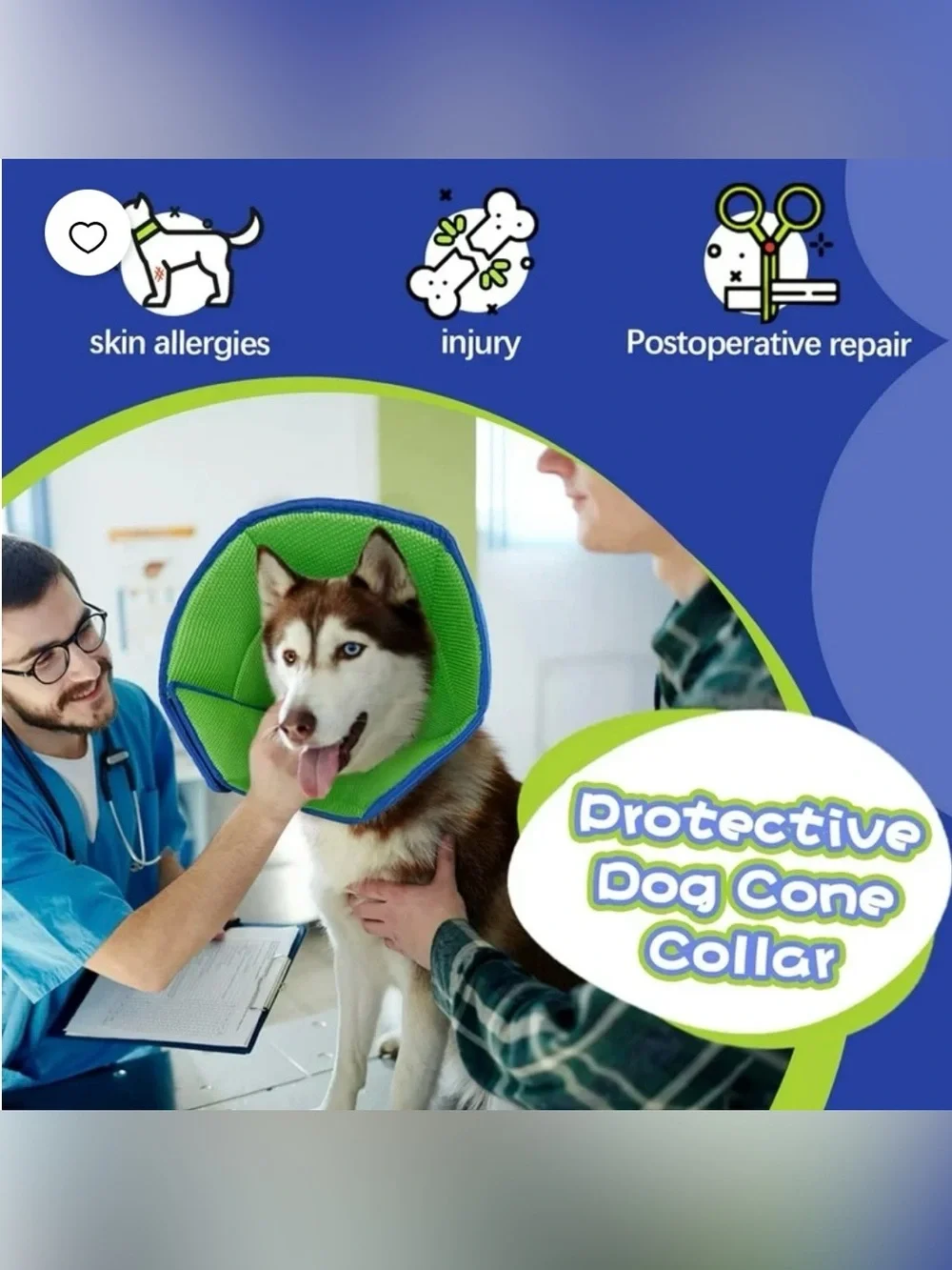 Dog Pet Recovery Soft Collar Cone Elizabethan Flex Breathable Adjustable Sz Med